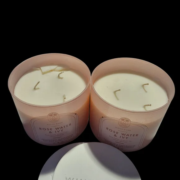 2pc White Barn Rose Water & Ivy 3-Wick  Candle Set - NEW!! - Picture 2 of 2